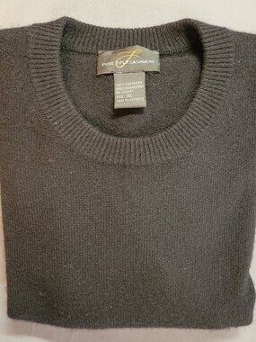 Pure 2-Ply 100% Cashmere Men's XL Long Sleeve Black Crew Neck Pullover Sweater.